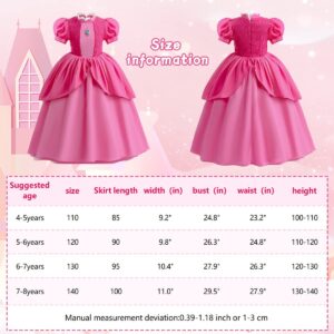 Zalongye Princess Peach Costume Dress for Girls cosplay Halloween Party Dress Up princess peach Dress（110）