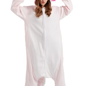 DELEY Unisex Pink Axolotl Onesie Adult Pajamas Halloween Cosplay Costume Animal Jumpsuit Homewear Sleepwear