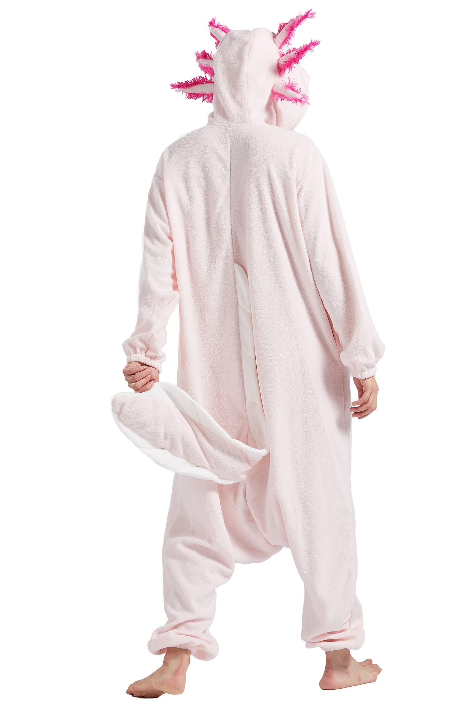 DELEY Unisex Pink Axolotl Onesie Adult Pajamas Halloween Cosplay Costume Animal Jumpsuit Homewear Sleepwear