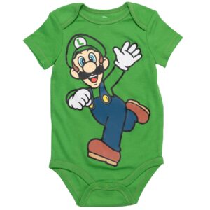 Super Mario Nintendo Luigi Mario Yoshi Infant Baby Boys 5 Pack Cuddly Short Sleeve Bodysuits Multi 12 Months