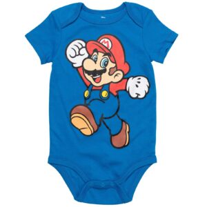 Super Mario Nintendo Luigi Mario Yoshi Infant Baby Boys 5 Pack Cuddly Short Sleeve Bodysuits Multi 12 Months