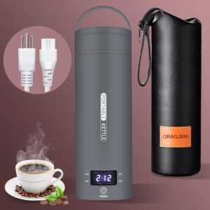 travel electric kettle portable small mini tea coffee kettle water boiler, water heater with 4 temperature control,304 stainless steel with auto shut-off & boil dry protection, bpa-free (grey)