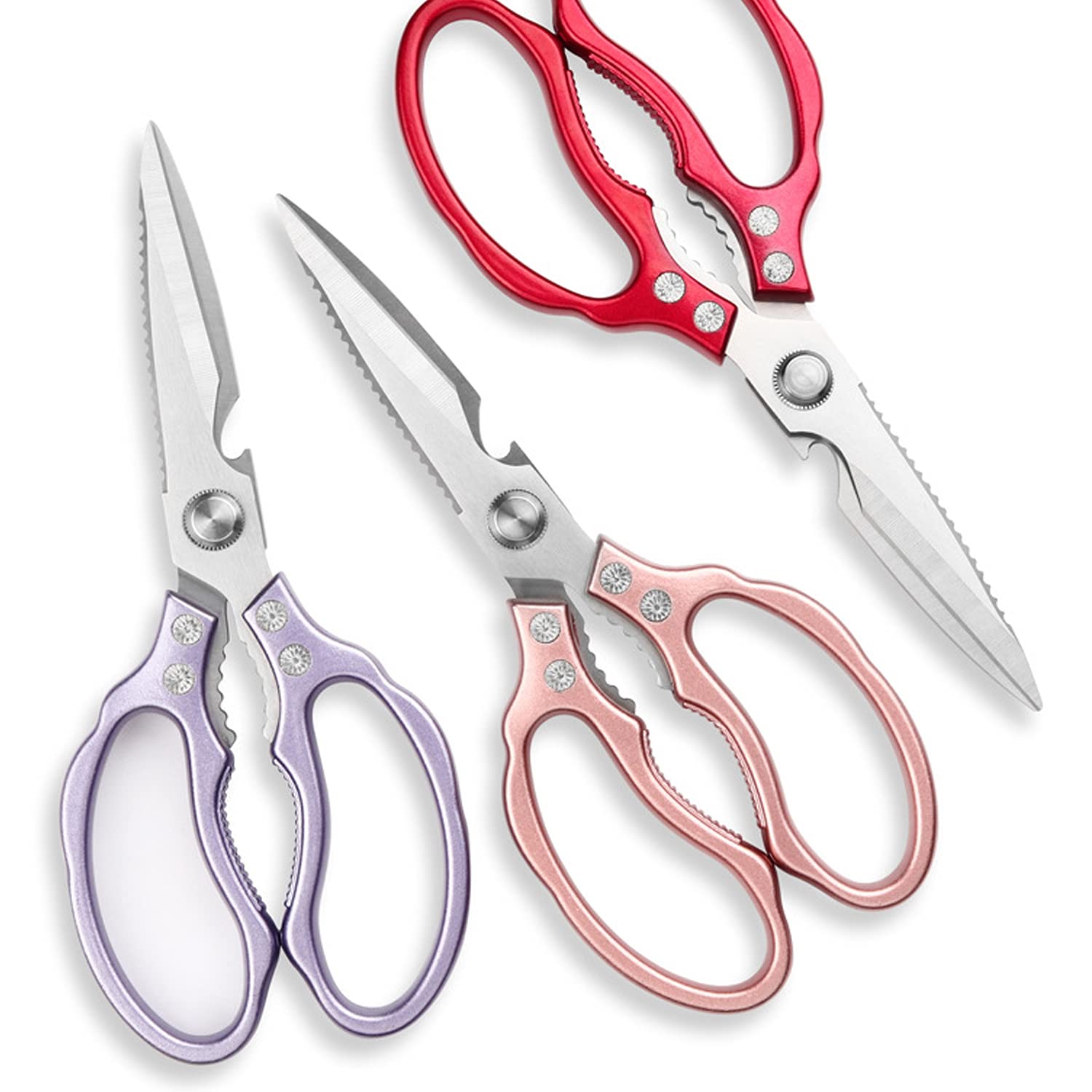 AWinjoy Kitchen Scissors, Heavy Duty Sharp Kitchen Shears Dishwasher Safe, Kitchen Accessories Cooking Shears for Kitchen Meat Chicken Fish Poultry Herb Bread (Purple)