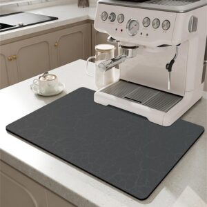 Coffee Maker Mat for Countertops, Coffee Bar Accessories Fit Under Coffee Machine Mat 19"x12"Rubber Backed Coffee Pots - Table Mat under Appliance, Kitchen Counter Coffee Dish Drying Mat, Dark Gray