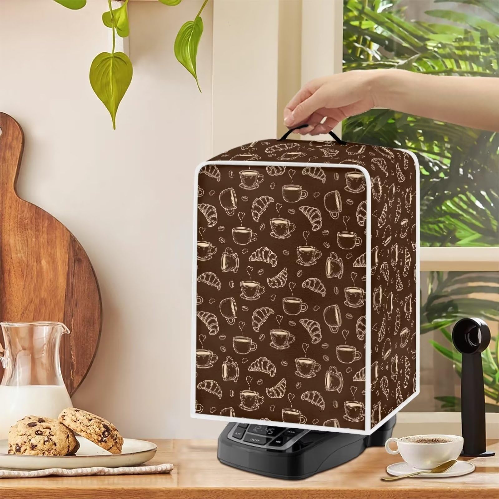 XXQGOMG Coffee Maker Cover with Durable Handle Coffee Bread Stand Mixer Cover Compatible with Kitchen Aid Mixer Kitchen Appliance Dustproof Covers Fit Most Small Kitchen Appliance