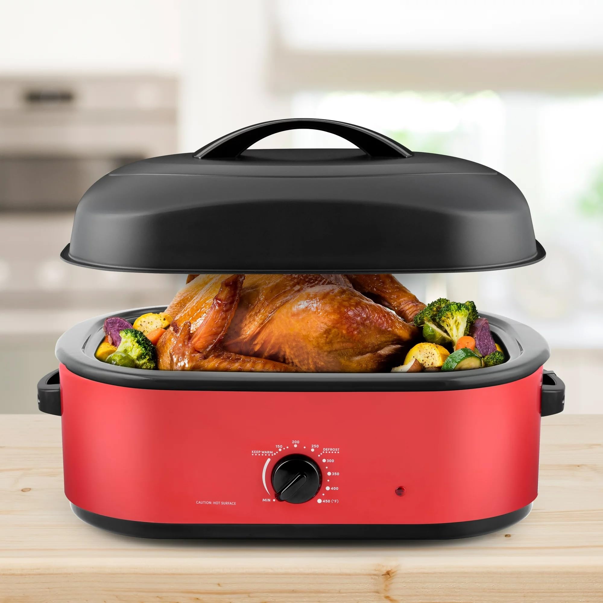 18Qt. Roaster Oven with High-Dome Lid, Red Hot Plate Kitchen Appliances Electric Oven Cooking Appliances Home Appliances Horno Electrico De Cocina