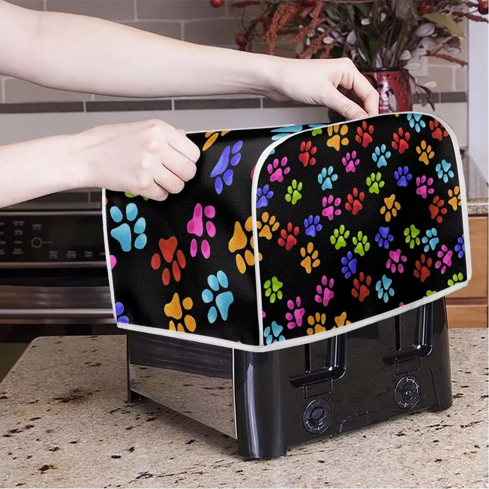 Psesaysky Paw Toaster Covers Dust Cover Kitchen Home, Waterproof Kitchen Small Appliance Covers Bread Maker Oven Fit Most 2 Slice Toaster