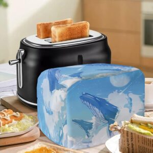 2 Slice Toaster Cover, Bread Machine Cover Summer Blue Sky and Sea Whales with Ocean Waves Kitchen Appliance Dust Cover with Top Handle Fingerprint Protection Lightweight Kitchen Toaster Cover