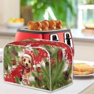 Psesaysky Dog Tree Christmas Toaster Covers Bakeware Protector 4 Slice Dustproof Christmas Decor Kitchen Small Appliance Covers with Top Hook