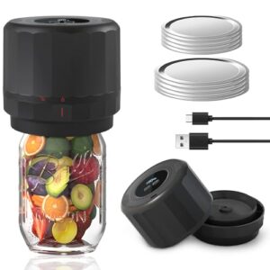 electric mason jar vacuum sealer - mason jar vacuum sealer kit with wide regular mouth mason lids - canning vacuum sealer mason jar for food storage - jar vacuum sealer for mason jars - black 1…