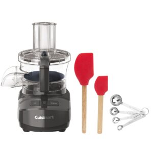 Cuisinart 9-Cup Food Processor (Gray) - Efficient Universal Blade, In-Bowl Storage, and Quick Chopping - Kitchen Appliance for Home Chefs Bundle with Measuring Spoons, and 2-Piece Spatula (3 Items)