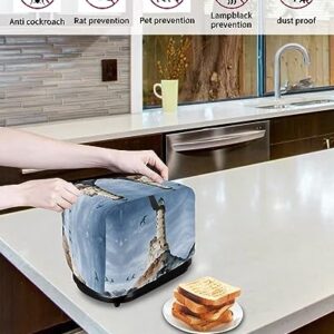 4 Slice Toaster Cover, Bread Machine Cover Lighthouse on An Isolated IslCircling Seagulls Retro Kitchen Appliance Dust Cover with Top Handle Fingerprint Protection Lightweight Kitchen Toaster Cover