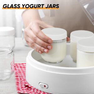 Baderke 16 pcs Clear Glass Jars with Plastic Lids for Yogurt Maker Reusable Glass Mason Jars Glass Canning Yogurt Container Yogurt Jars for Greek Yogurt Machine Jam Spices Herbs Food storage (6 oz)