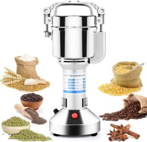 baojiafu electric grain mill grinder 150g high-speed grain spice herb grinder 700w dry grinder machine 304 stainless steel superfine powder grinder 36000r/min for kitchen home and commercial (150g)