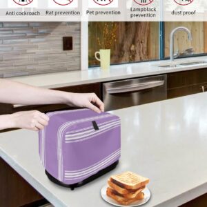 Toaster Dust Cover for Kitchen 2 Slice, Farmhouse Purple White Stripe Bread Maker Covers Toasters for Fingerprint Protector Washable Small Appliance Covers Accessories (12x7.5x8in)