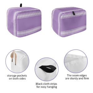 Toaster Dust Cover for Kitchen 2 Slice, Farmhouse Purple White Stripe Bread Maker Covers Toasters for Fingerprint Protector Washable Small Appliance Covers Accessories (12x7.5x8in)