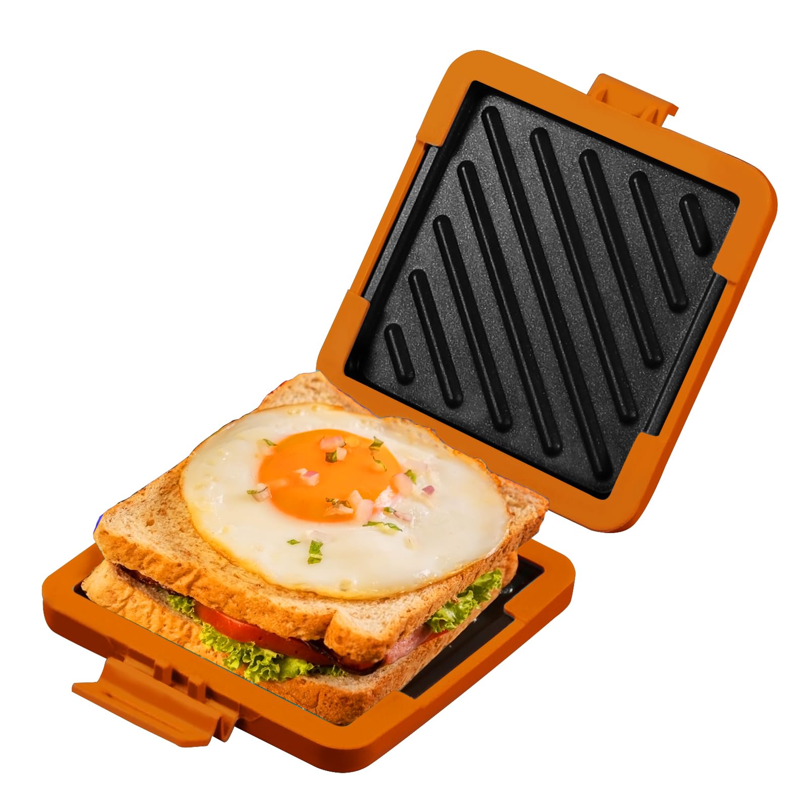 MKYSAIL Toaster,Microwave Toaster, Sandwich Maker, Panini Maker, Dishwasher Safe,NO Electricity,Wireless,Time Saving,Fast,Toastie Safe in Microwave Oven(Orange, Microwave Sandwich Maker)