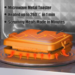 MKYSAIL Toaster,Microwave Toaster, Sandwich Maker, Panini Maker, Dishwasher Safe,NO Electricity,Wireless,Time Saving,Fast,Toastie Safe in Microwave Oven(Orange, Microwave Sandwich Maker)