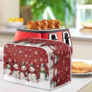 Baxinh Christmas Snowman Printed Bread Machine Cover, 4 Slice Toaster Cover Kitchen Appliance Cover, Anti-Dust Toaster Cover Bakeware Protector, Washable Appliance Cover for Kitchen Accessories