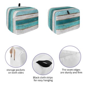 Toaster Dust Cover for Kitchen 2 Slice, Vintage Farm Teal Ocean Aqua Green Blue Wood Grain Bread Maker Covers Toasters for Fingerprint Protector Small Appliance Covers Accessories (12x7.5x8in)