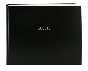 bookfactory guest book (120 pages) / guest sign-in book/guest registry/guestbook - black cover, section sewn hardbound, 8 7/8" x 7" (log-120-guest-a-lkt25)