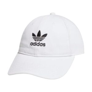 adidas originals men's relaxed fit strapback hat, white/black, one size