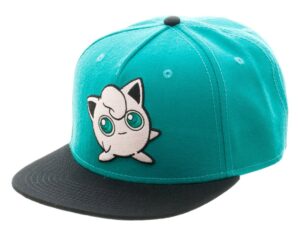 bioworld pokemon jigglypuff embroidered snapback cap hat, turquoise