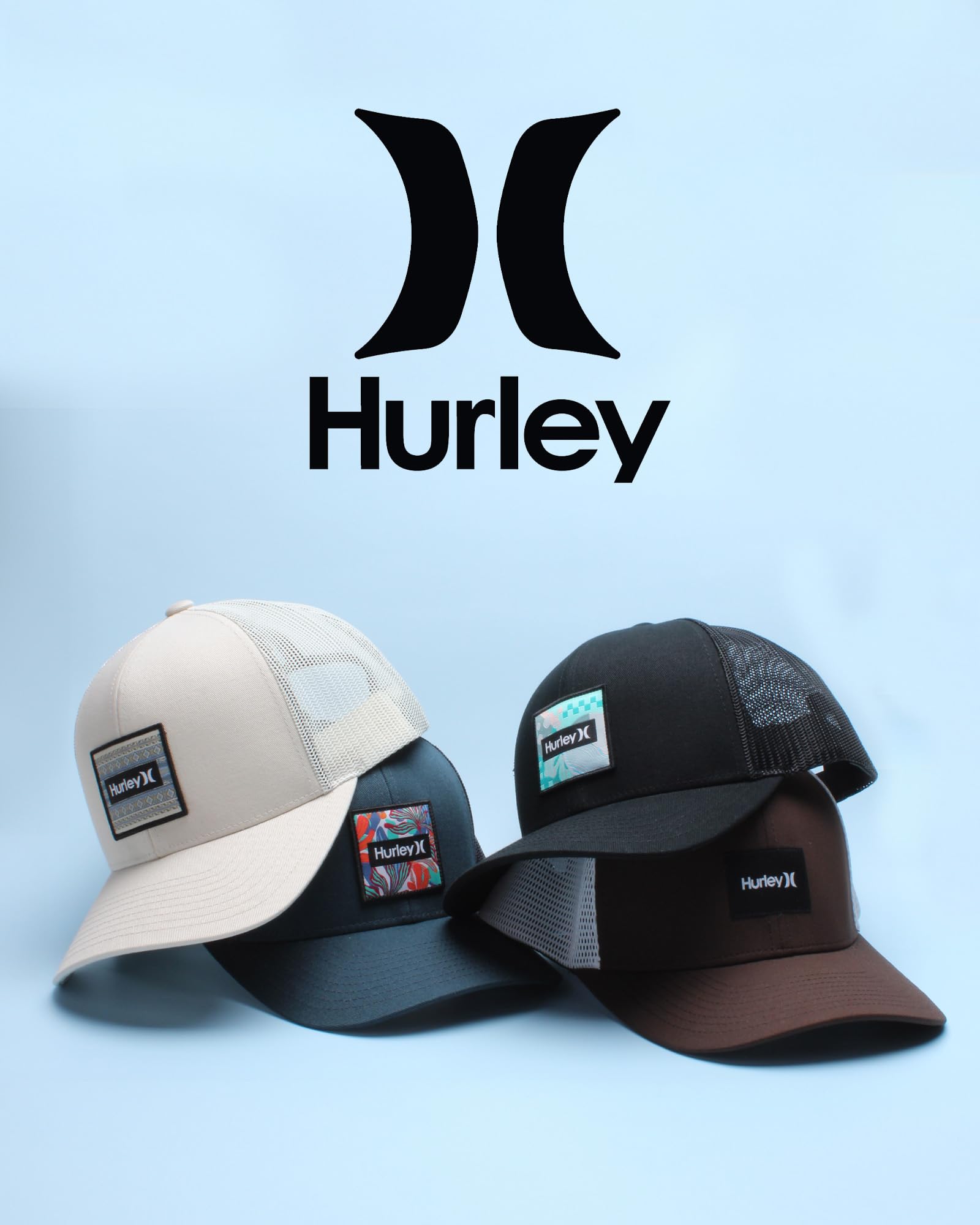 Hurley Men's Caps - Fairway Trucker Mesh Panel Baseball Cap Trucker Hat - Snap Back Hats for Men, Size One Size, Team Red