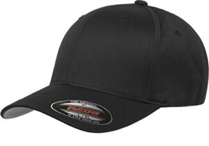 flexfit men's athletic baseball fitted cap, black, s/m