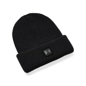 under armour mens halftime ribbed beanie , (001) black / / jet gray , one size fits all