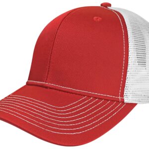 NV Caps Adult Twill Mesh Adjustable Snapback Red/White Baseball Trucker Caps Adjustable 22.25" to