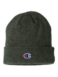 champion ribbed knit cap one size heather forest