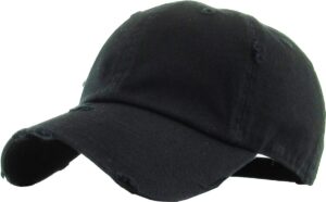 kbethos kbe-vintage blk vintage washed cotton baseball cap, black