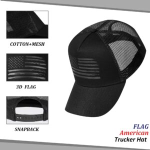 VIONLAN Baseball Cap American Flag Trucker Hat for Men Women 3D Embossed Logo Adjustable Outdoor Mesh Snapback Hat