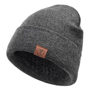 OZERO Winter Beanie Daily Hat Warm Polar Fleece Ski Stocking Skull Cap for Men and Women Gray