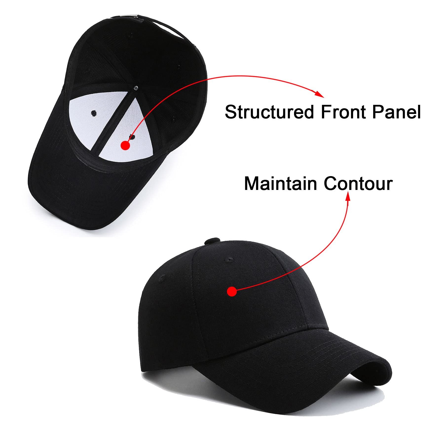 PFFY 2 Packs Baseball Cap Golf Dad Hat for Men and Women Hat Black+Grey