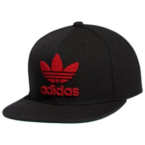 adidas originals men's trefoil chain flatbrim snapback cap, black/better scarlet, one size