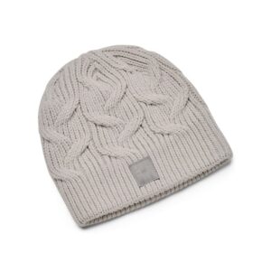 Under Armour womens Halftime Cable Knit Beanie , (592) Ghost Gray / Tin / Ghost Gray , One Size Fits All