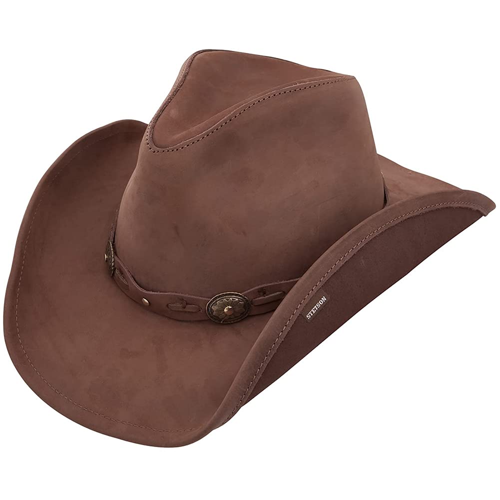 Stetson Men's Roxbury Shapeable Leather Cowboy Western Hat, Mocha, X-Large