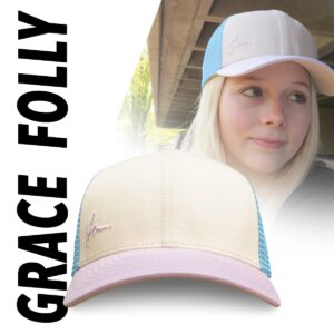 Grace Folly Beach Trucker Hats for Women- Snapback Baseball Cap for Summer (Classic Blue & Lavender)