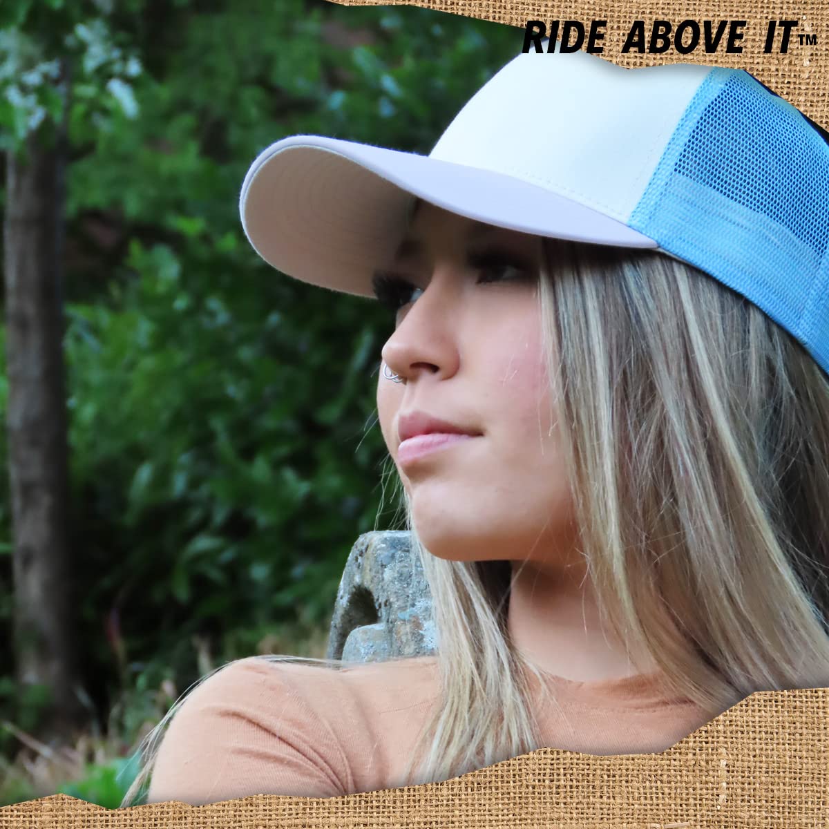 Grace Folly Beach Trucker Hats for Women- Snapback Baseball Cap for Summer (Classic Blue & Lavender)