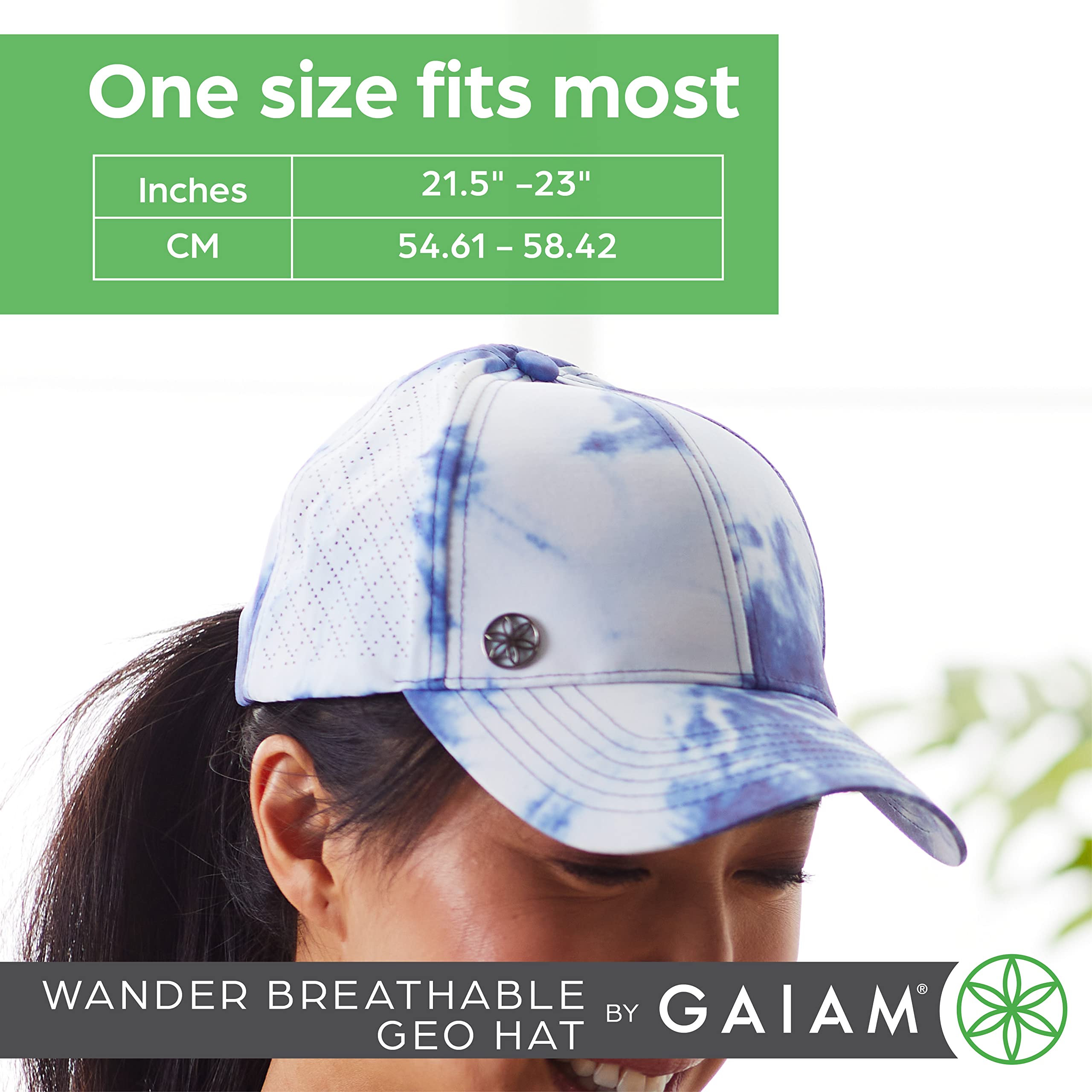 Gaiam Wander Breathable Pink Tie-Dye Geo Hat - Cute Women's Baseball Hat for Summer, Lightweight Geo Design, Adjustable Strap, Moisture-Absorbing Sweatband for Running & Hiking, Pink Cap, Blush