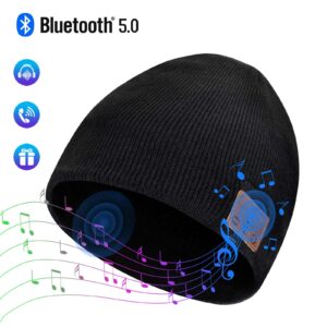 ColoFocus Bluetooth Beanie Hat for Men, Music Hat Men Hat Christmas Beanie Hat, Unique Winter Sports Gifts for Dad Men Husband Boys Black