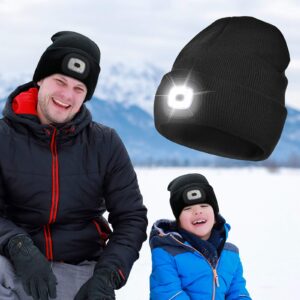 Etsfmoa Unisex Beanie with The Light,Gifts for Kids Boys and Girls Children USB Rechargeable Headlamp Cap Grey