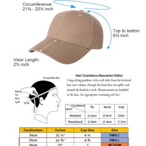 AOSMI 3 Packs Unisex Plain Cotton Strapback Baseball Hats Adjustable No-Logo Blank Clean Ball Caps for Men Women Outdoor Workout Black Grey Khaki