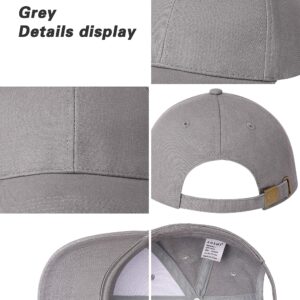 AOSMI 3 Packs Unisex Plain Cotton Strapback Baseball Hats Adjustable No-Logo Blank Clean Ball Caps for Men Women Outdoor Workout Black Grey Khaki