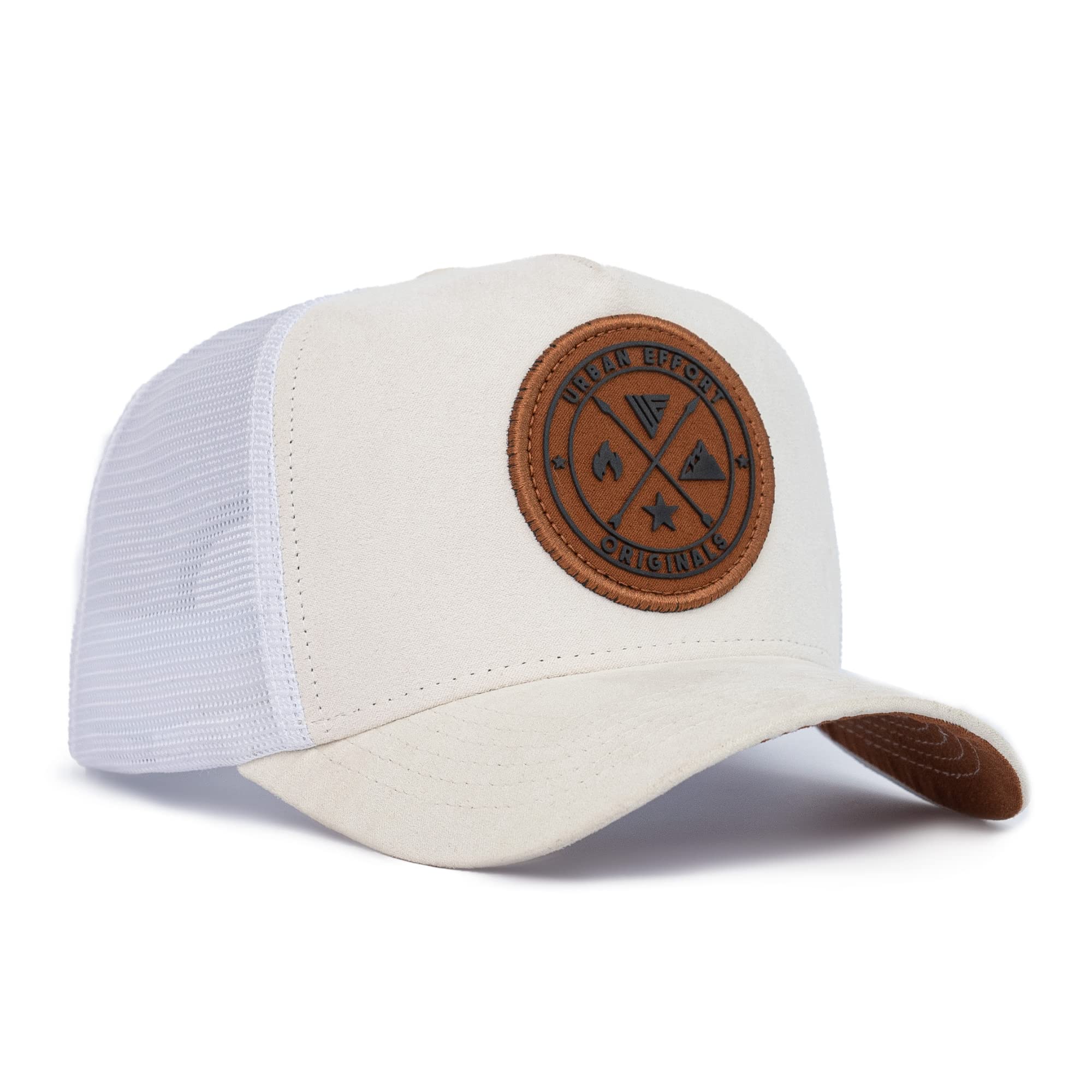 Urban Effort Mesh Back Cap - for Men and Women Baseball Hat 5-Panel Trucker Hat - Great Snapback Closure for Hunting & Hiking (White)