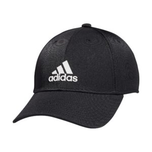 adidas men's decision structured low crown adjustable fit hat, black/white, one size