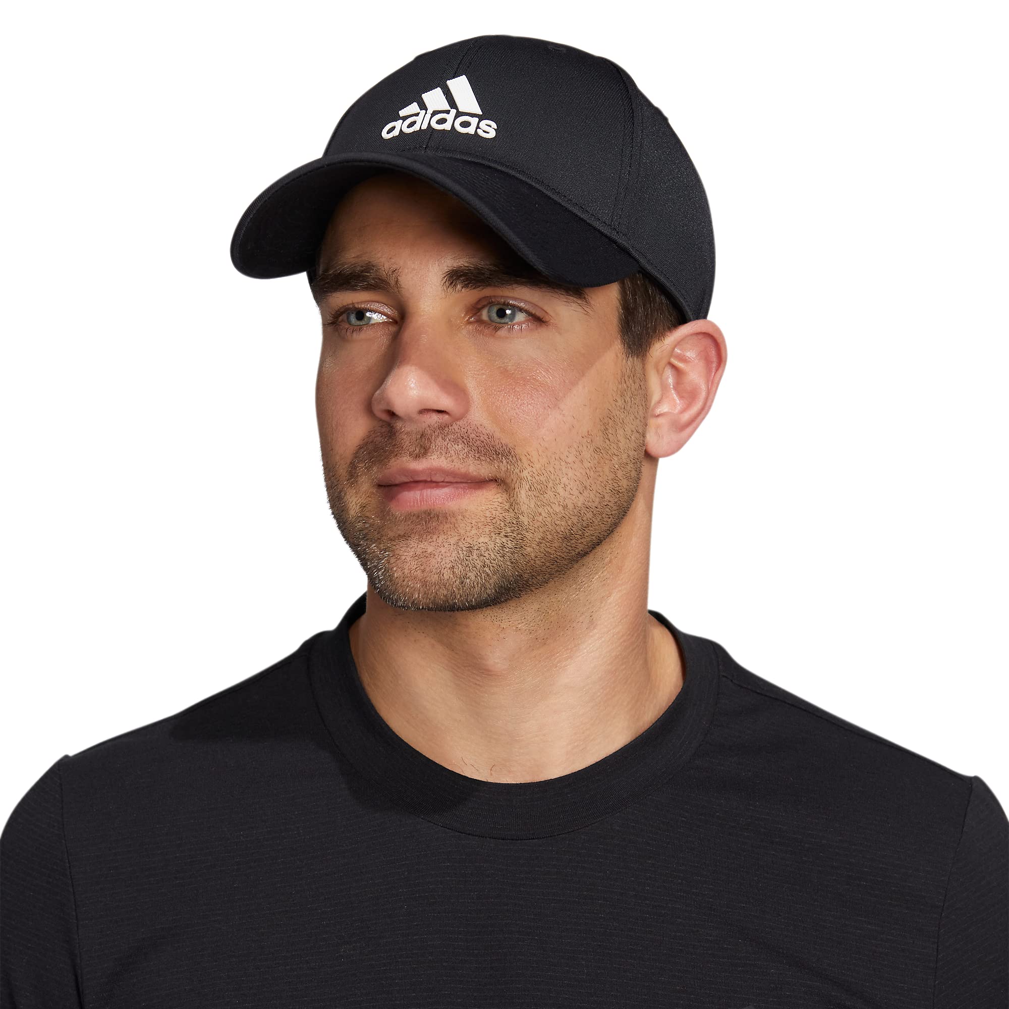 adidas Men's Decision Structured Low Crown Adjustable Fit Hat, Black/White, One Size