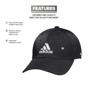 adidas Men's Decision Structured Low Crown Adjustable Fit Hat, Black/White, One Size